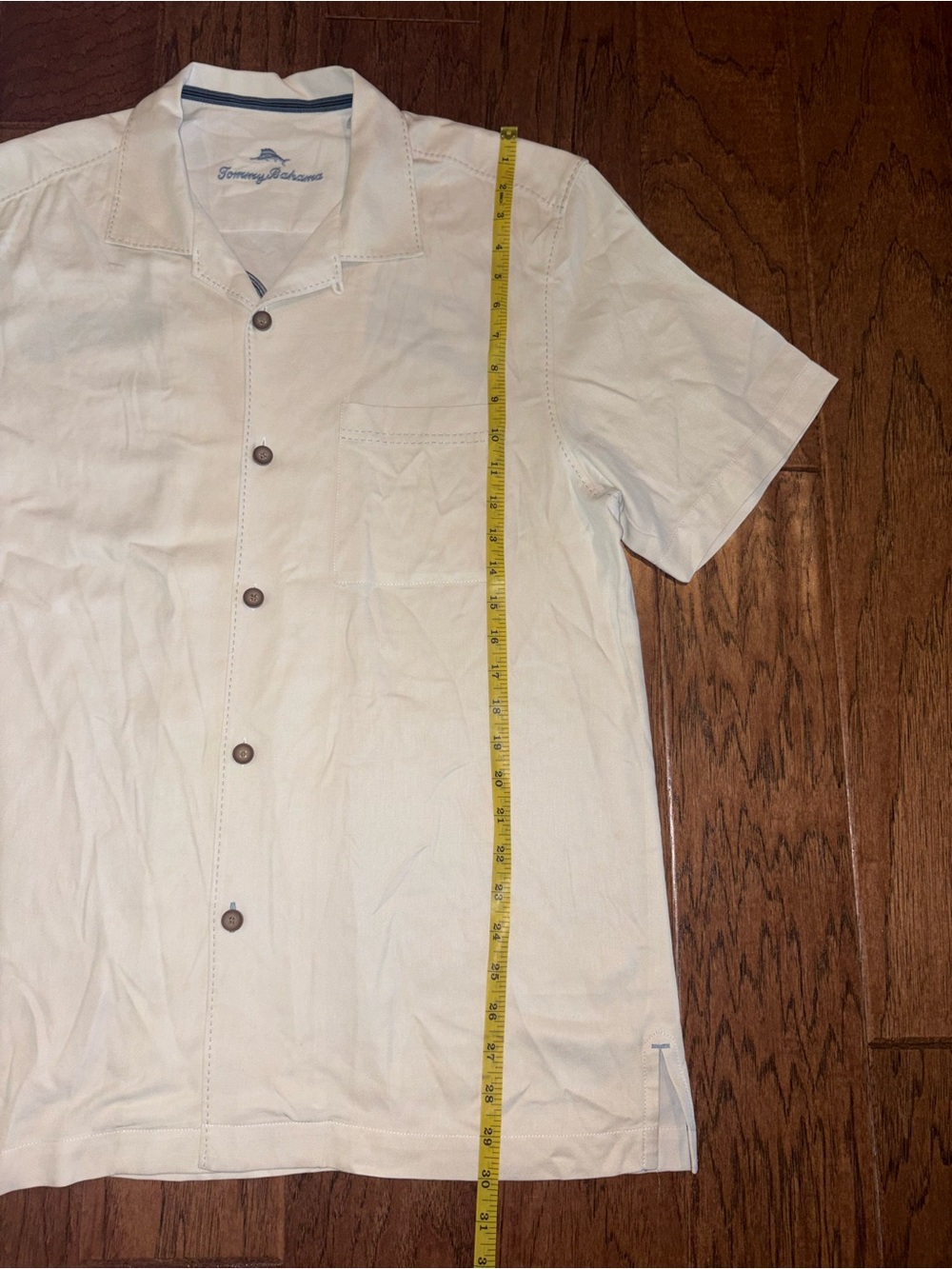 Tommy Bahama 100% Silk Marlin Embroidered Button Down Short Sleeve Camp Shirt M - Picture 9 of 10